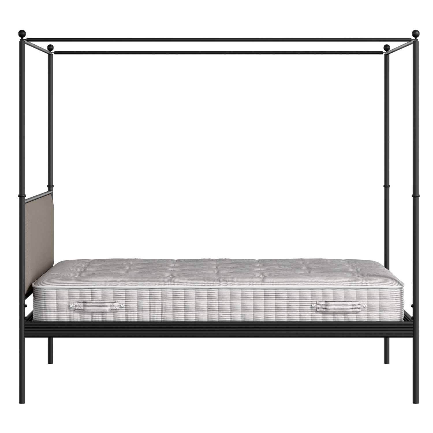 Vernon iron/metal bed in black with storm grey fabric