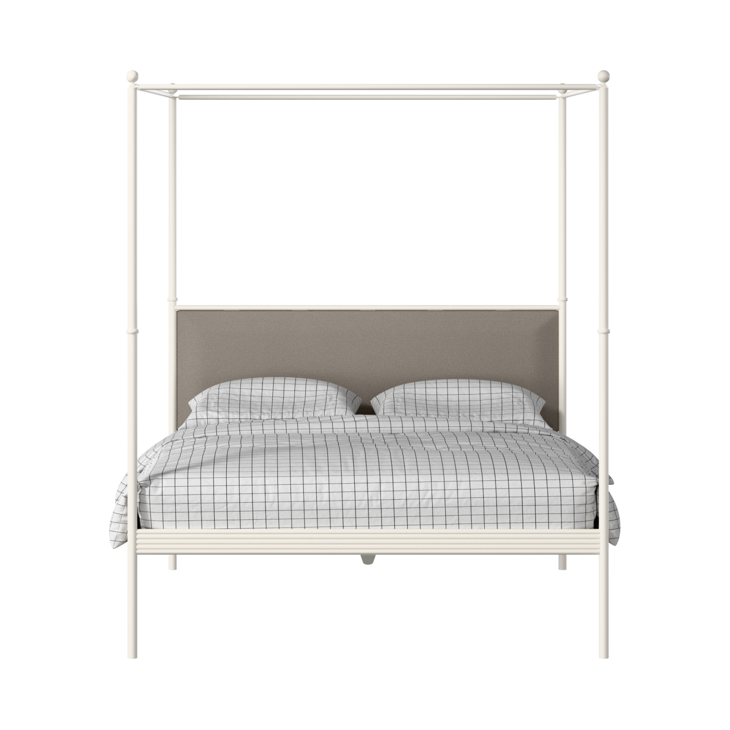 Vernon iron/metal bed in ivory with storm grey fabric