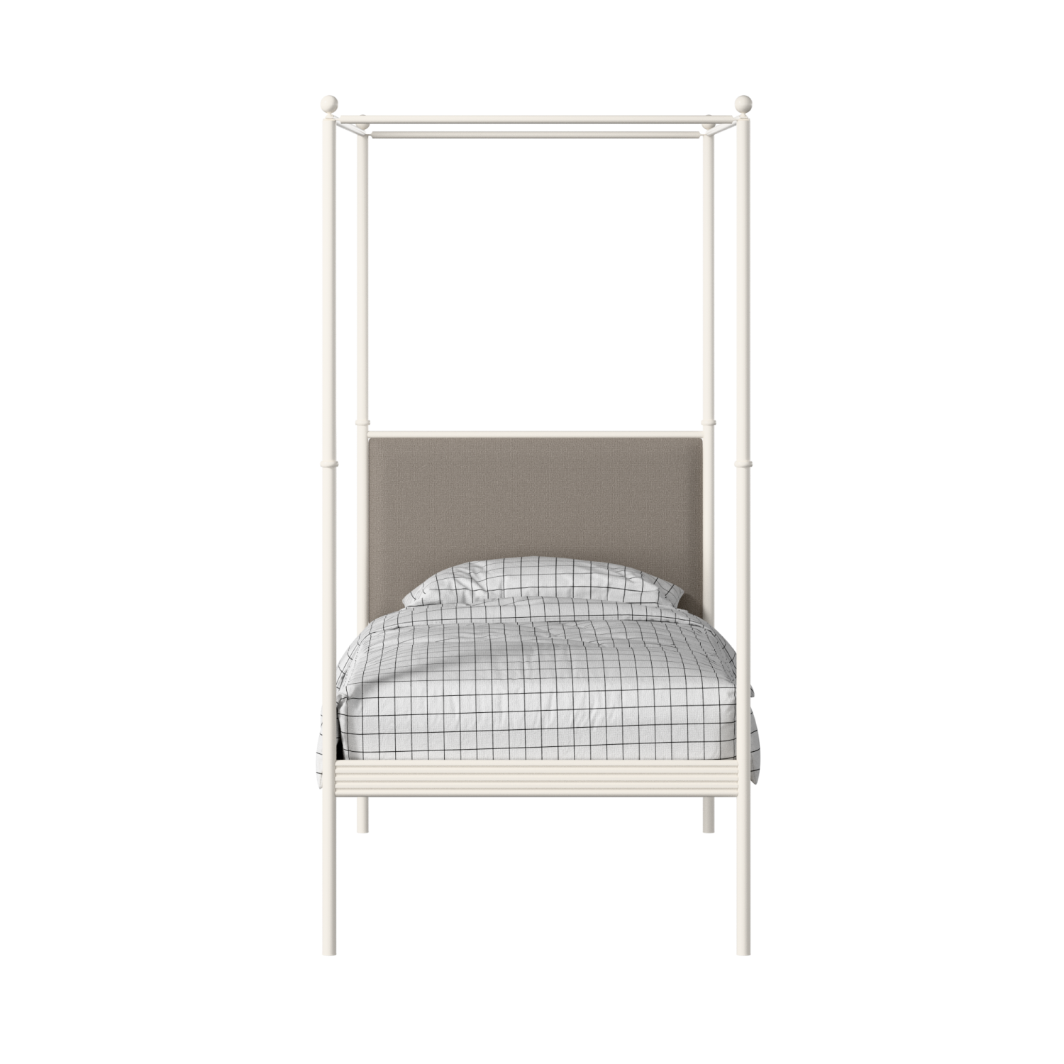 Vernon iron/metal single bed in ivory with storm grey fabric