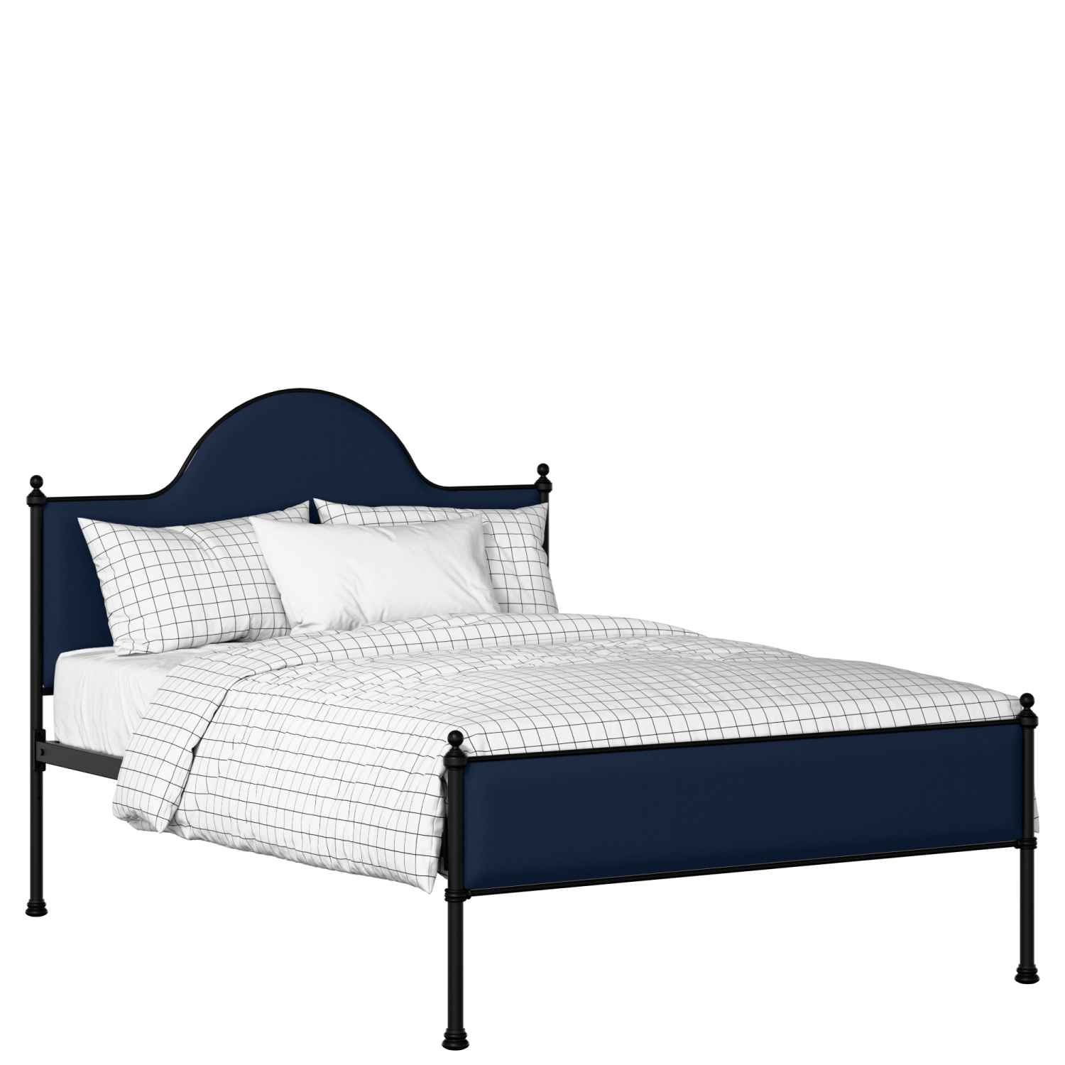Albert Slim iron/metal upholstered bed in black with blue fabric