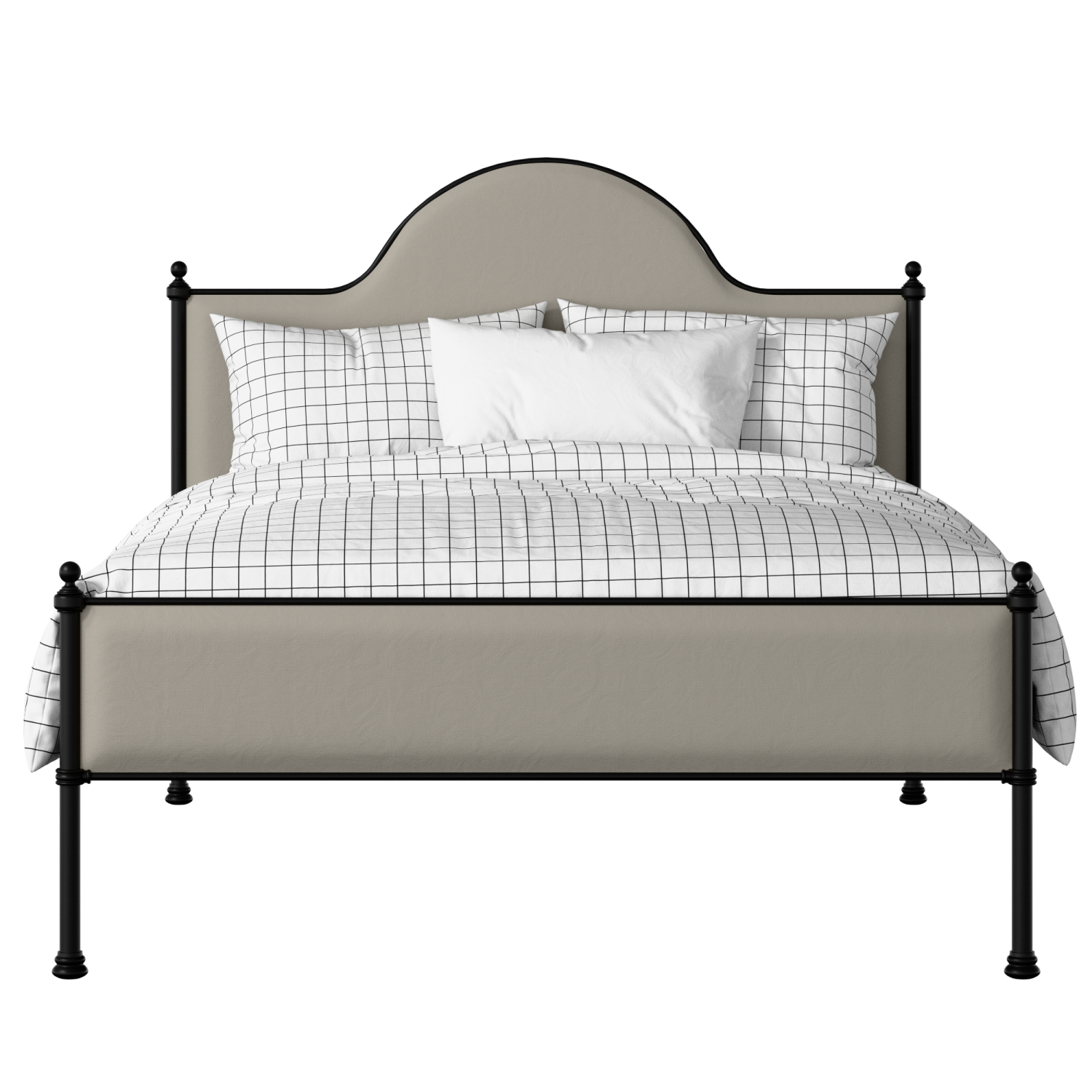 Albert Slim iron/metal upholstered bed in black with Silver fabric