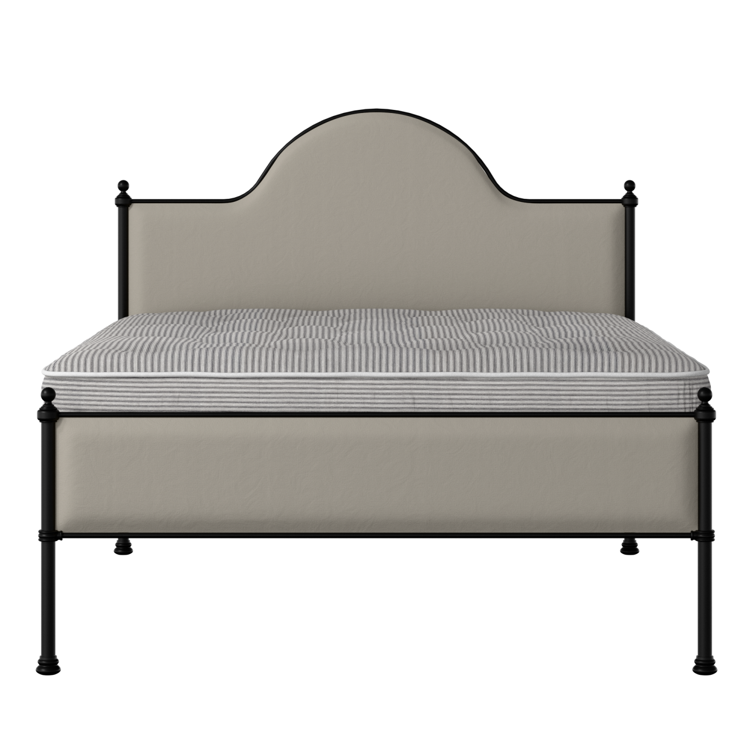 Albert Slim iron/metal upholstered bed in black with Silver fabric