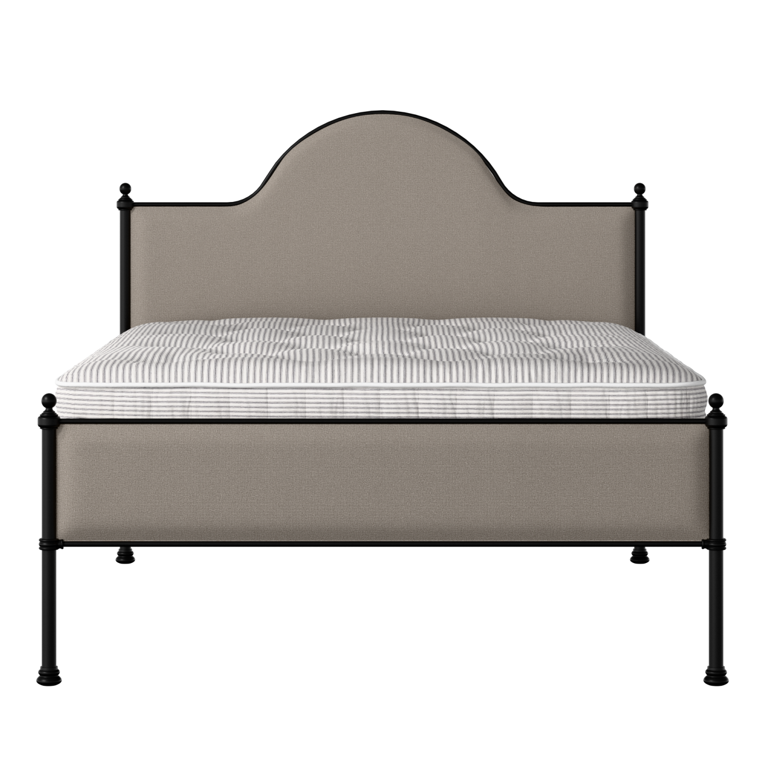 Albert Slim iron/metal upholstered bed in black with storm grey fabric