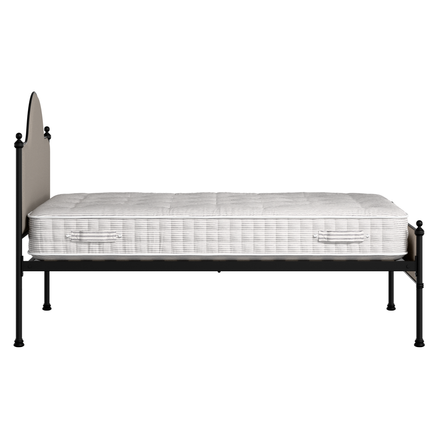 Albert Slim iron/metal upholstered bed in black with storm grey fabric