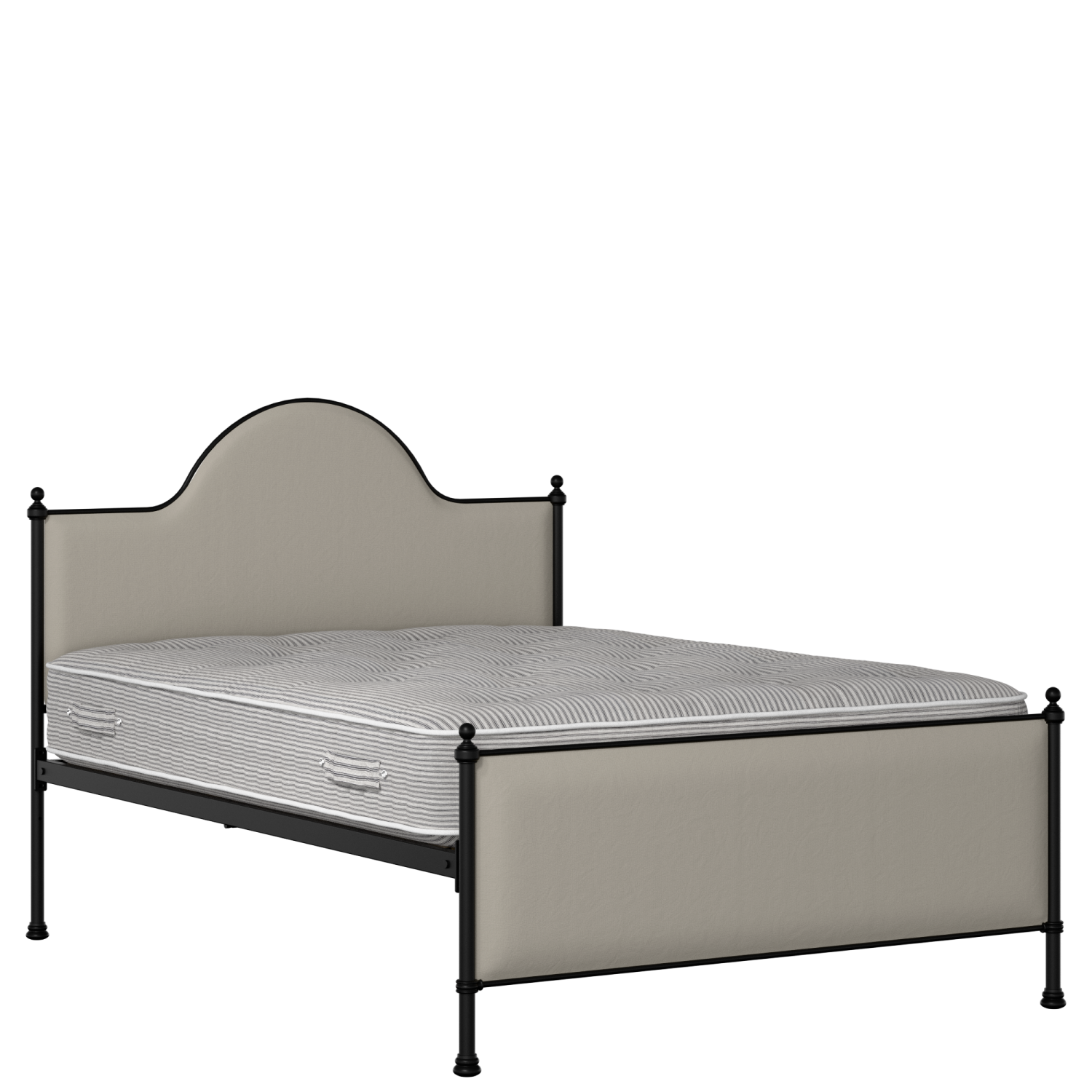 Albert iron/metal upholstered bed in black with Silver fabric