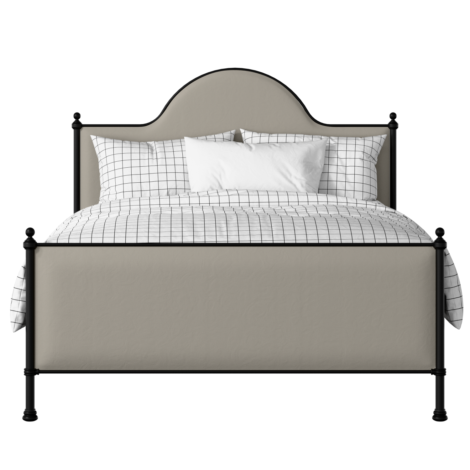 Albert iron/metal upholstered bed in black with Silver fabric