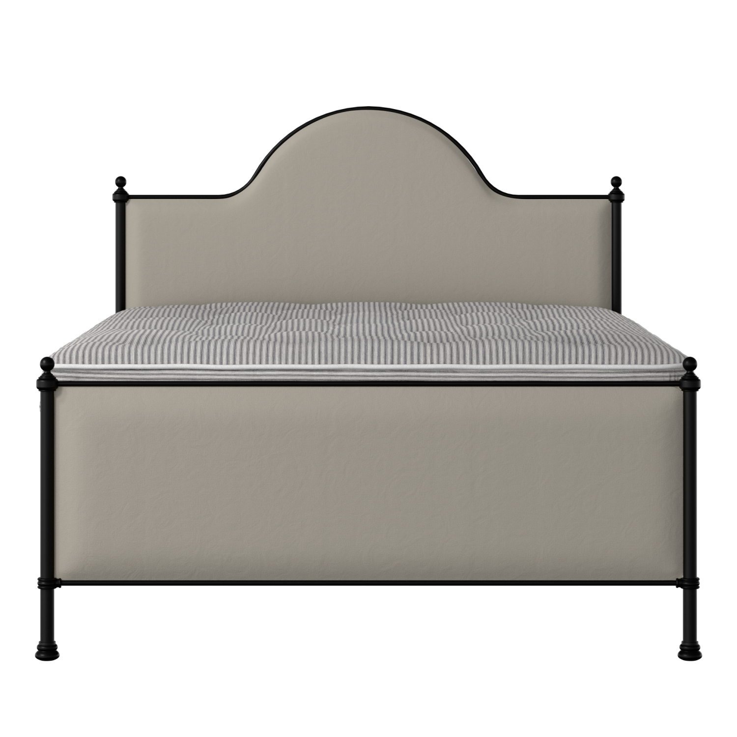 Albert iron/metal upholstered bed in black with Silver fabric