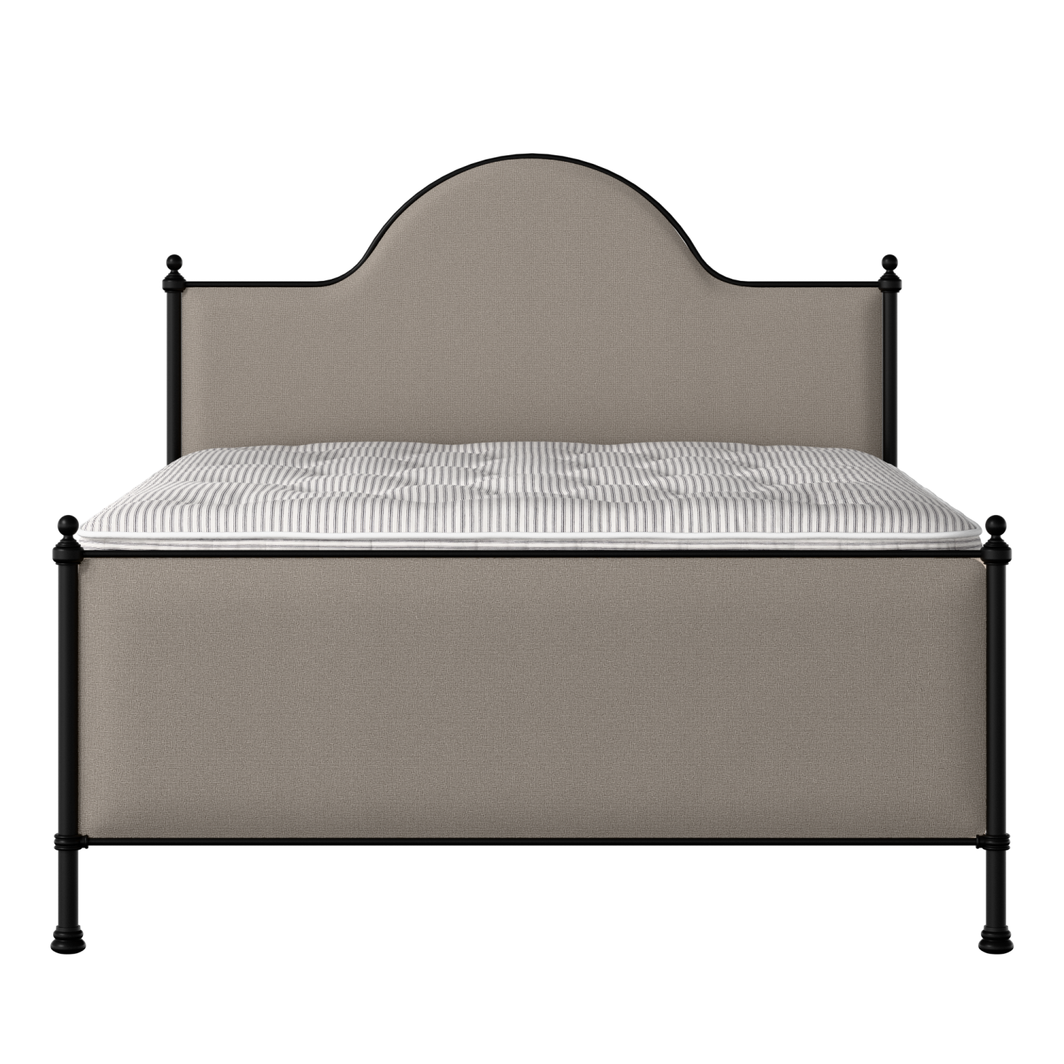 Albert iron/metal upholstered bed in black with storm grey fabric