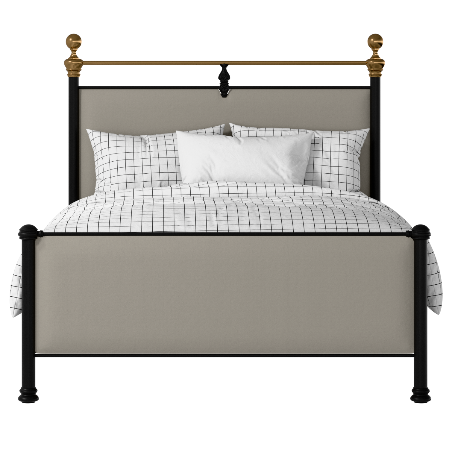 Bastille iron/metal upholstered bed in black with Silver fabric