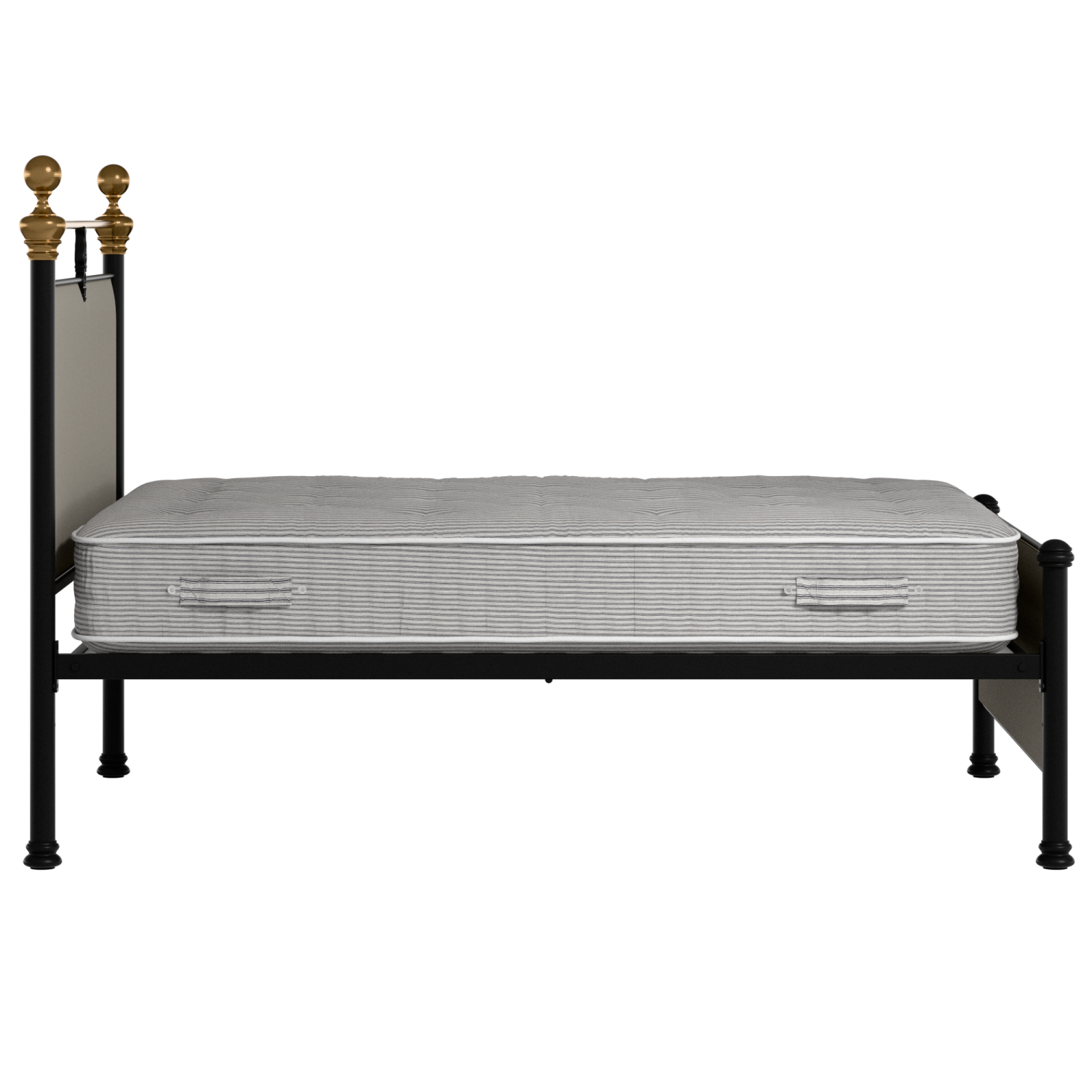 Bastille iron/metal upholstered bed in black with Silver fabric