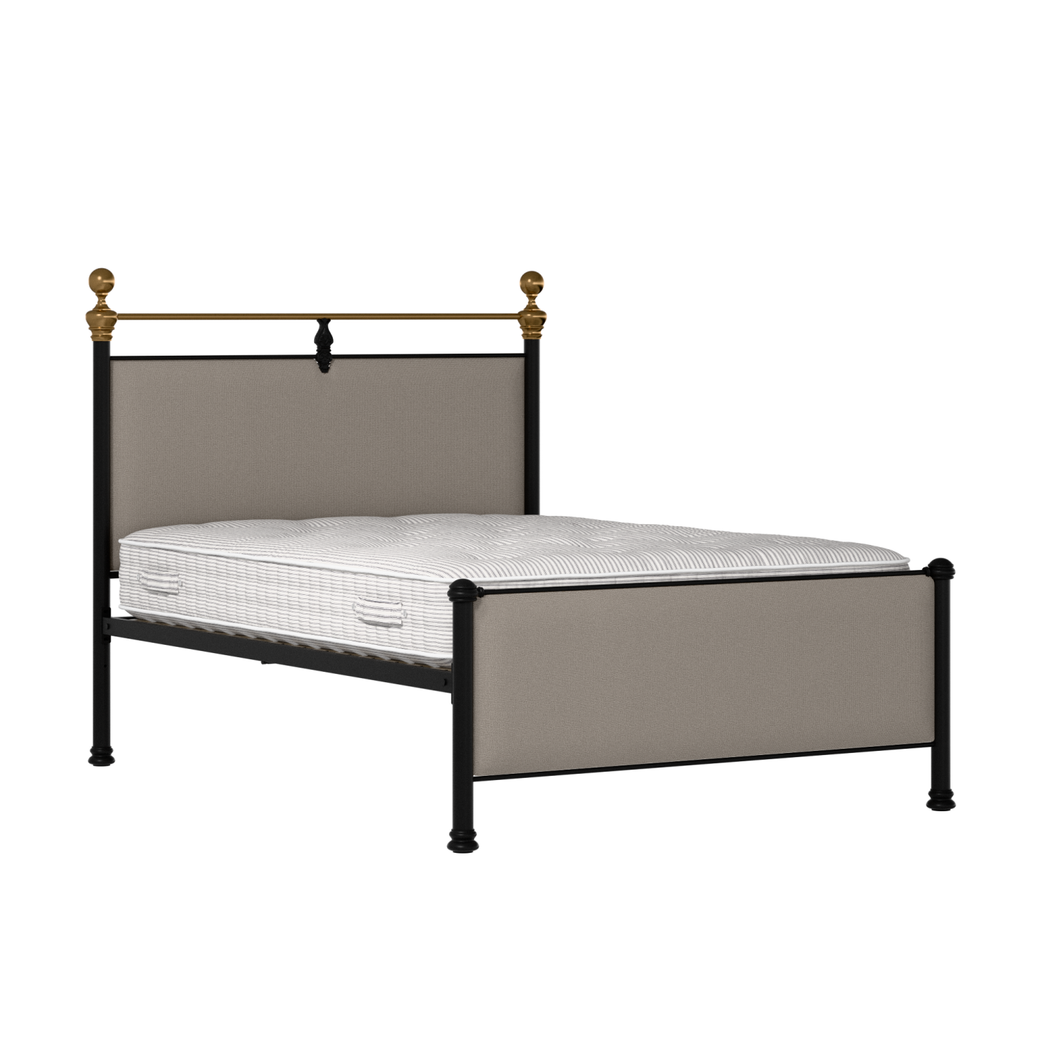 Bastille iron/metal upholstered bed in black with storm grey fabric