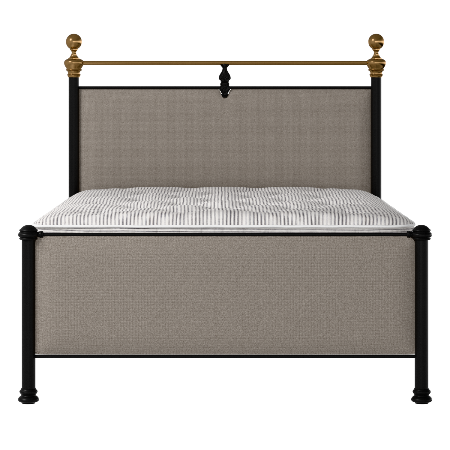 Bastille iron/metal upholstered bed in black with storm grey fabric