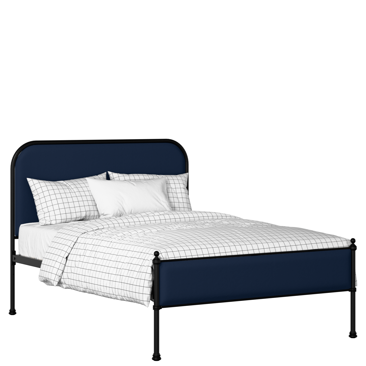 Bray Slim iron/metal upholstered bed in black with blue fabric