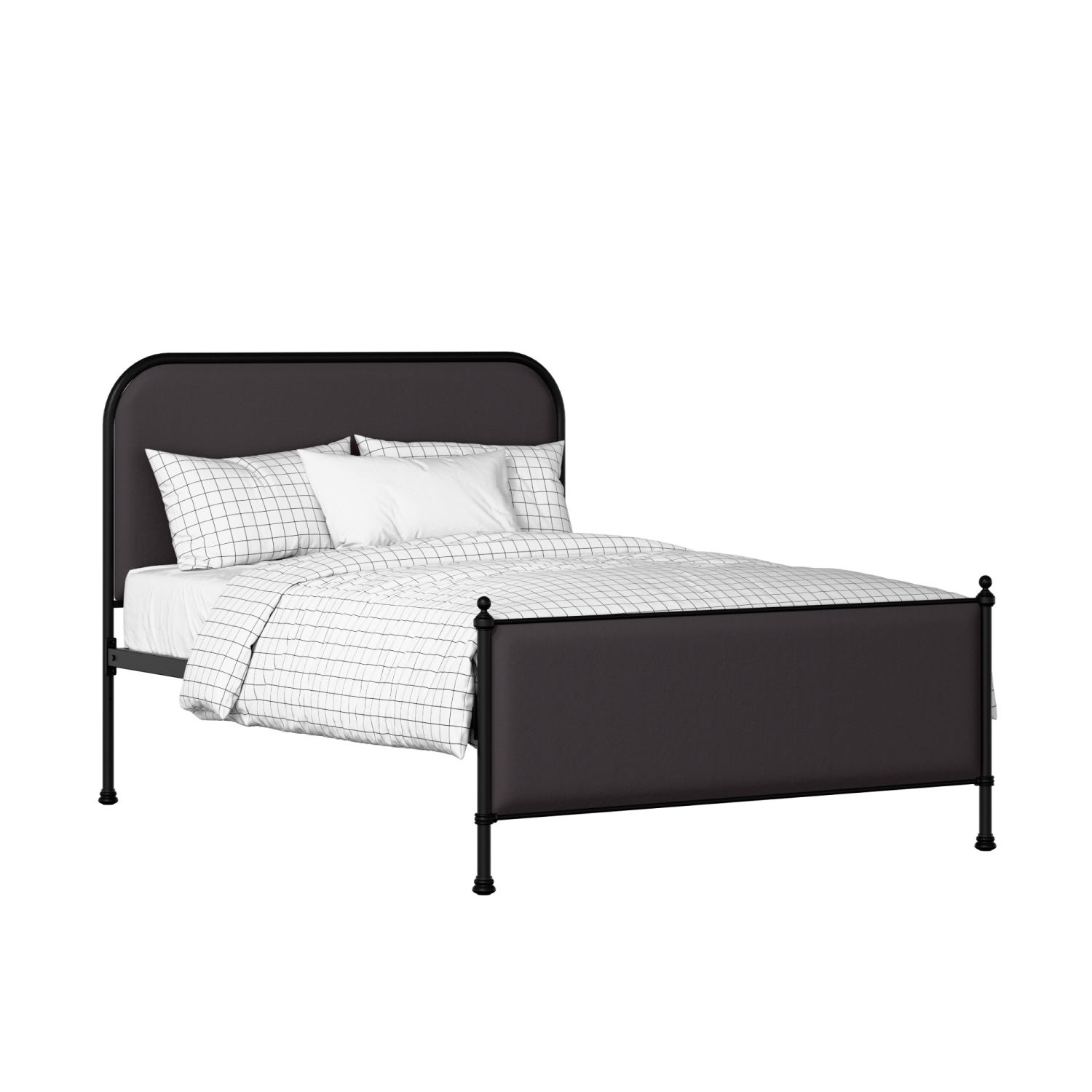 Bray iron/metal upholstered bed in black with iron fabric