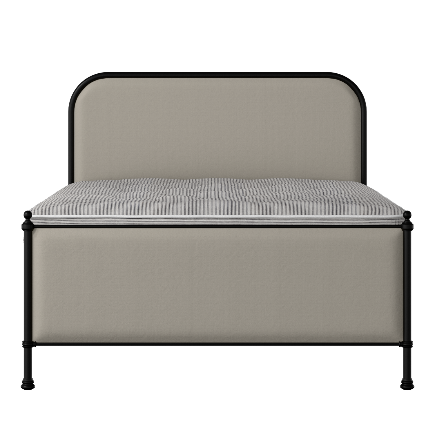 Bray iron/metal upholstered bed in black with Silver fabric