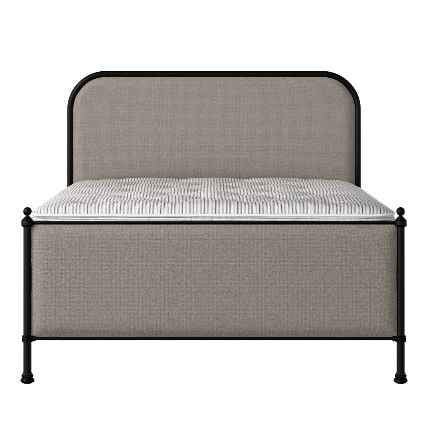 Bray iron/metal upholstered bed in black with storm grey fabric