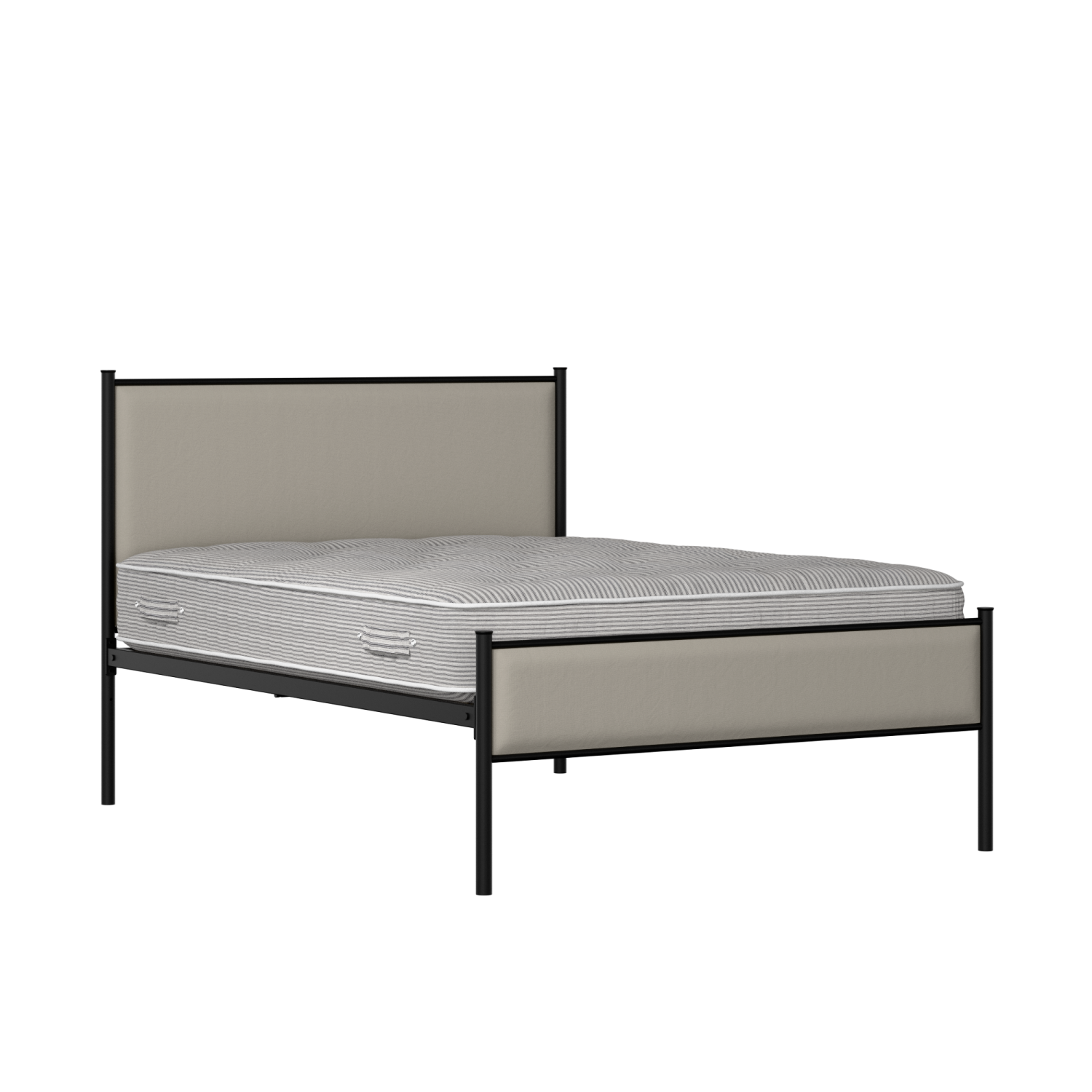 Brest Slim iron/metal upholstered bed in black with Silver fabric