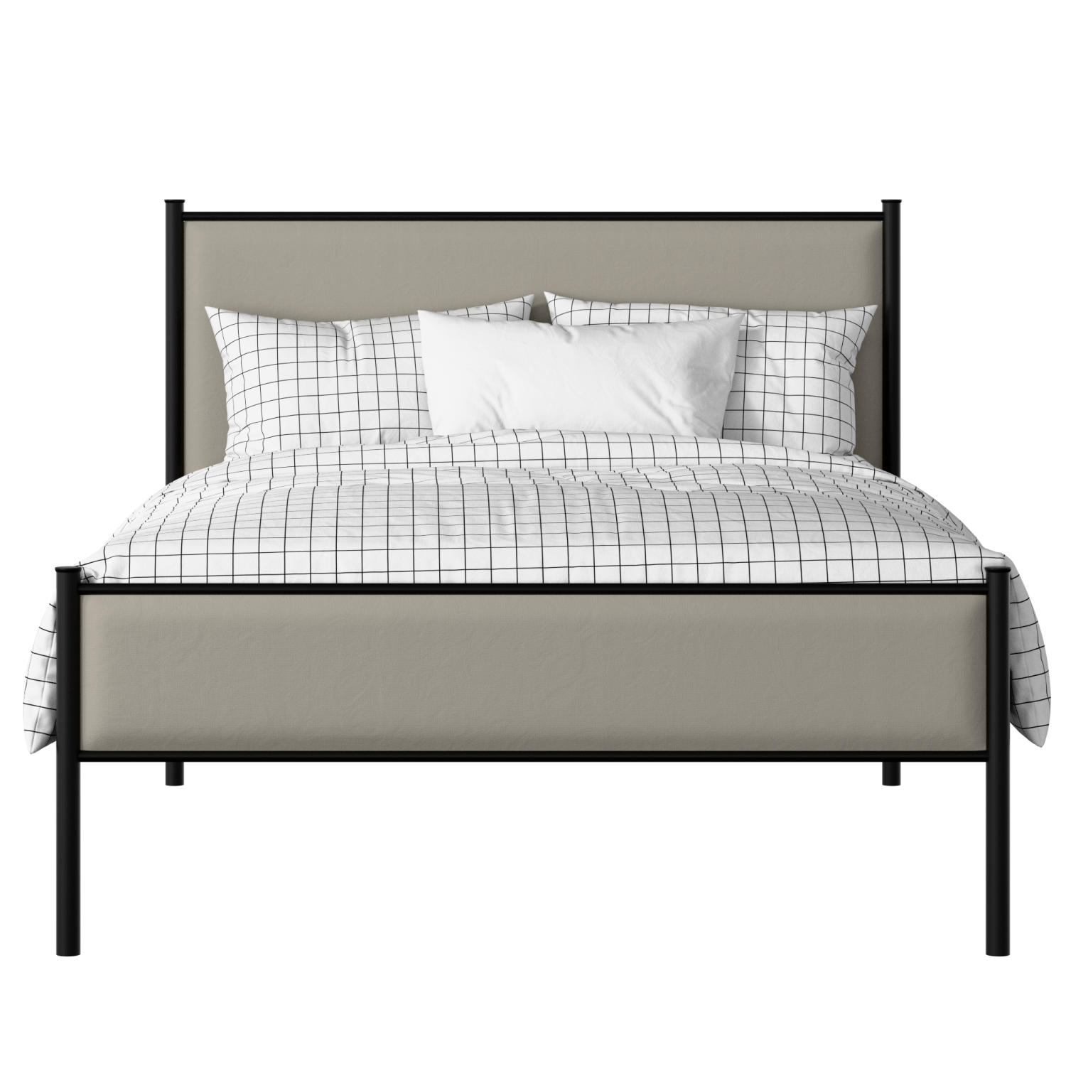 Brest Slim iron/metal upholstered bed in black with Silver fabric
