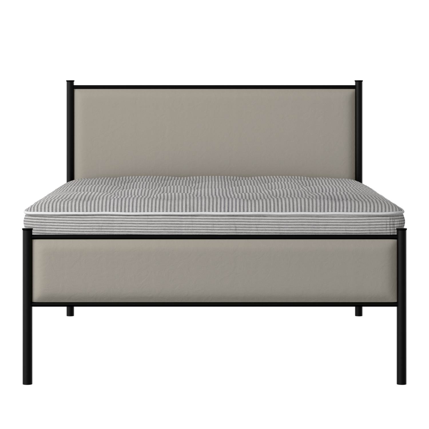 Brest Slim iron/metal upholstered bed in black with Silver fabric