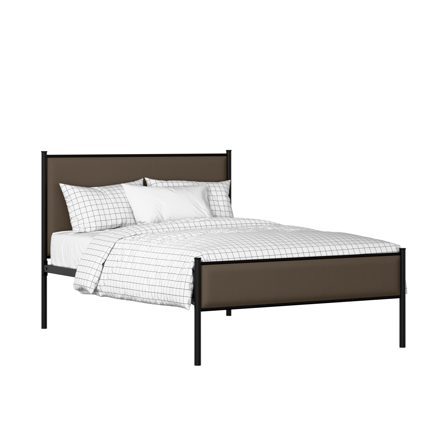 Brest Slim iron/metal upholstered bed in black with storm grey fabric
