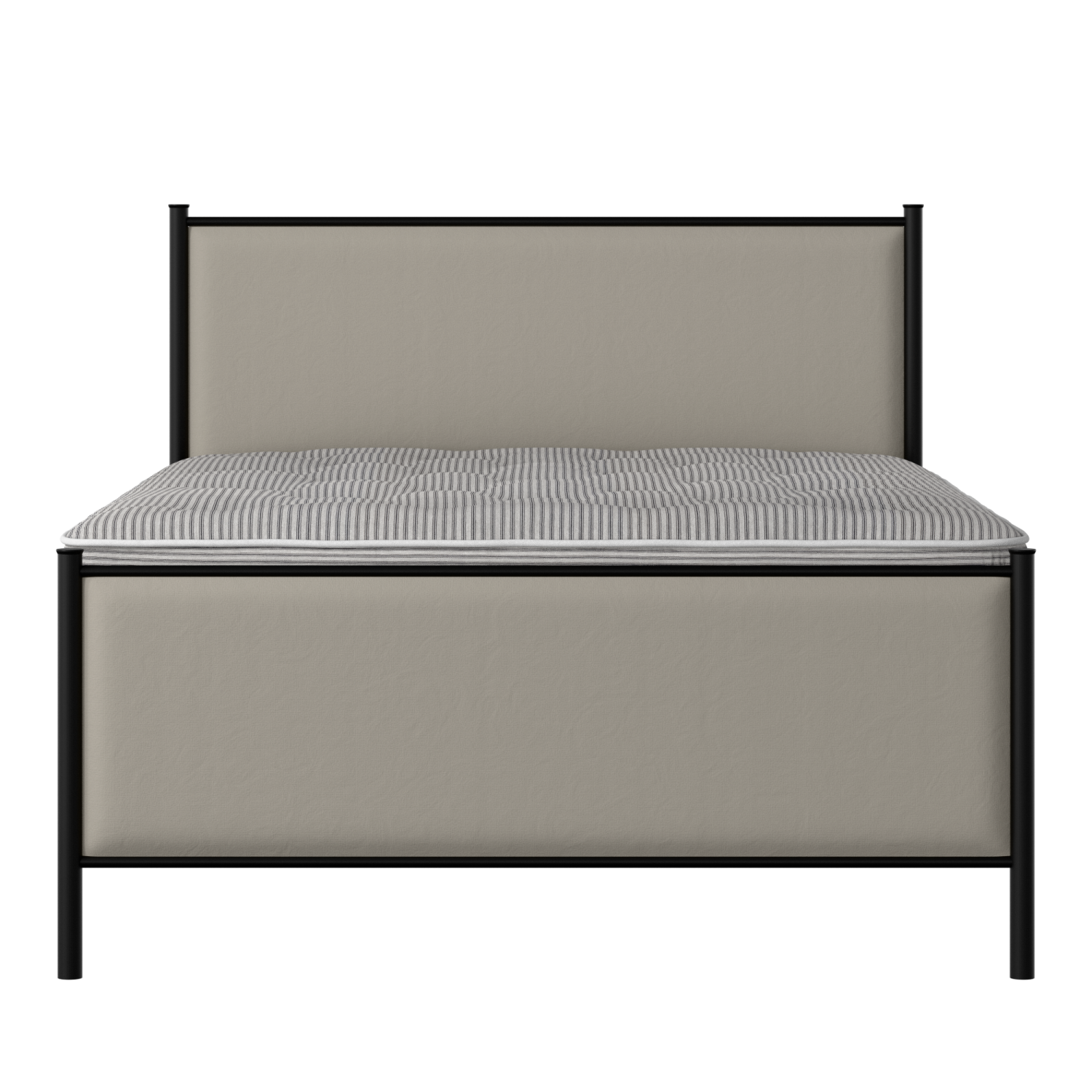 Brest iron/metal upholstered bed in black with Silver fabric