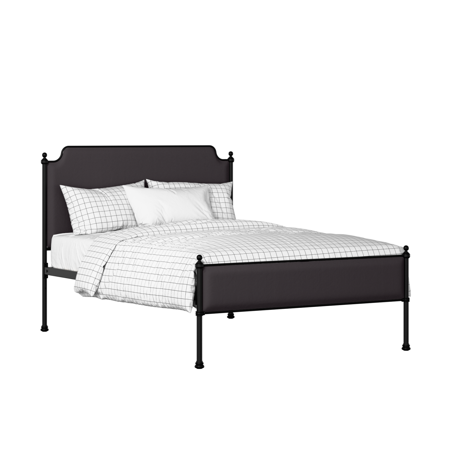 Miranda Slim iron/metal upholstered bed in black with iron fabric