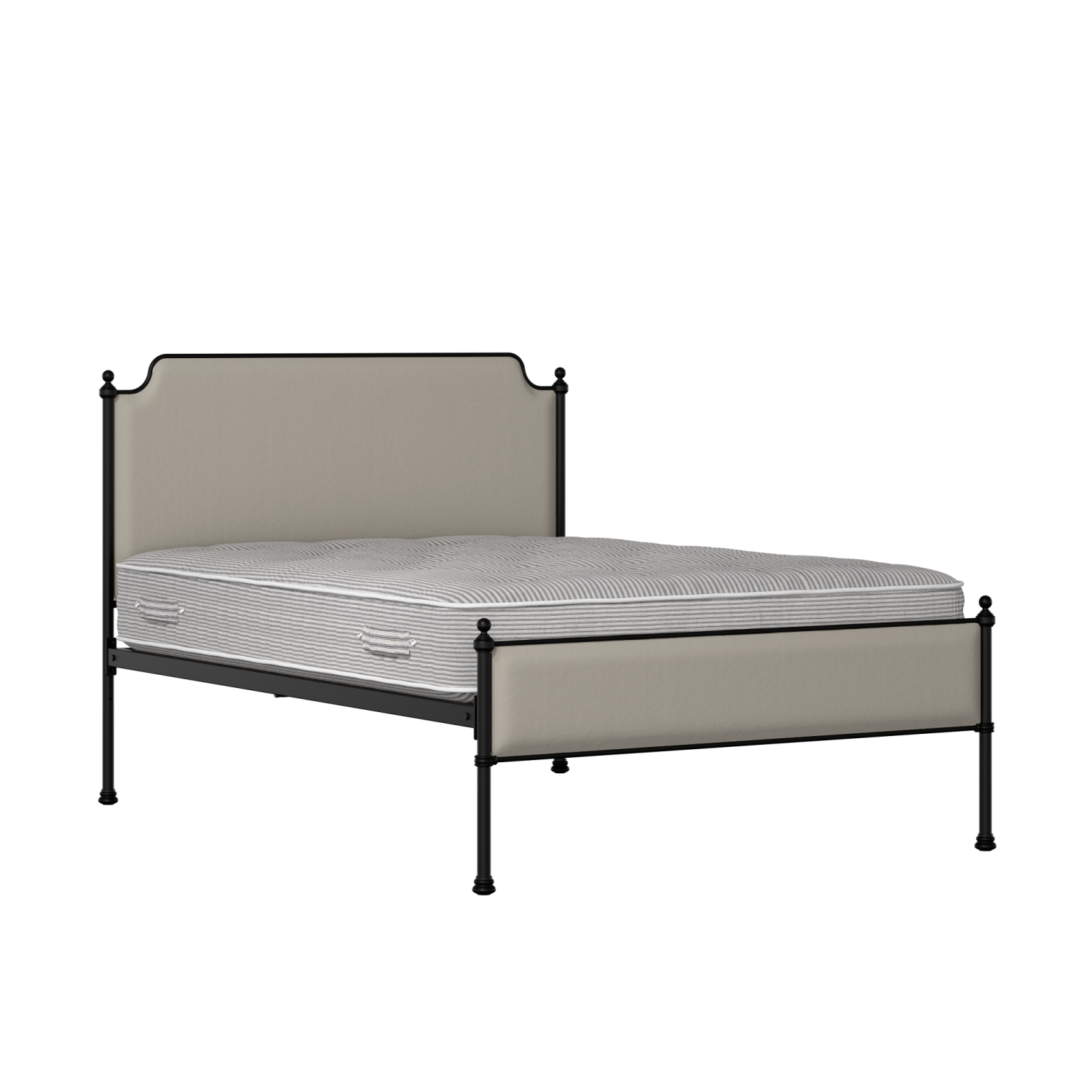 Miranda Slim iron/metal upholstered bed in black with Silver fabric