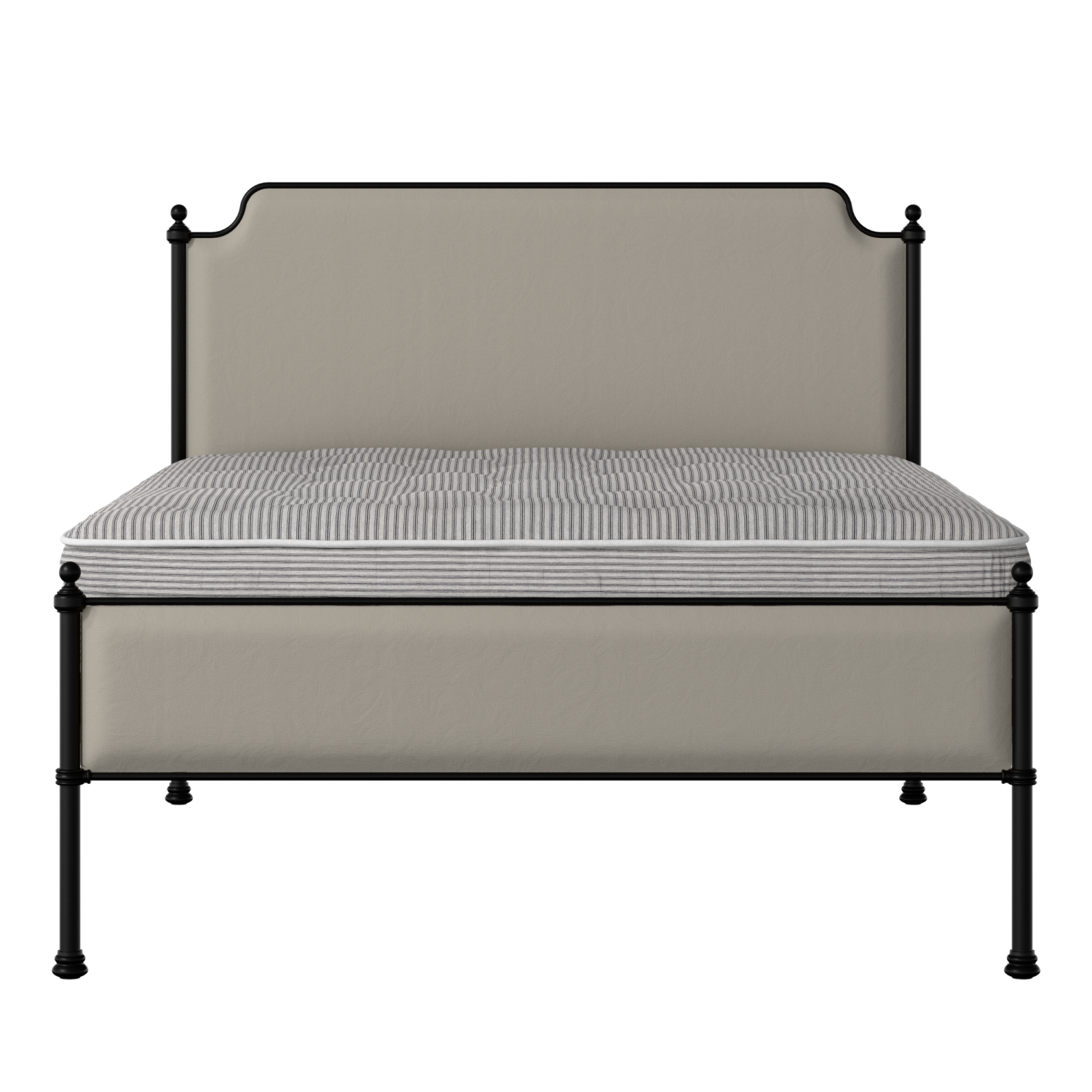 Miranda Slim iron/metal upholstered bed in black with Silver fabric