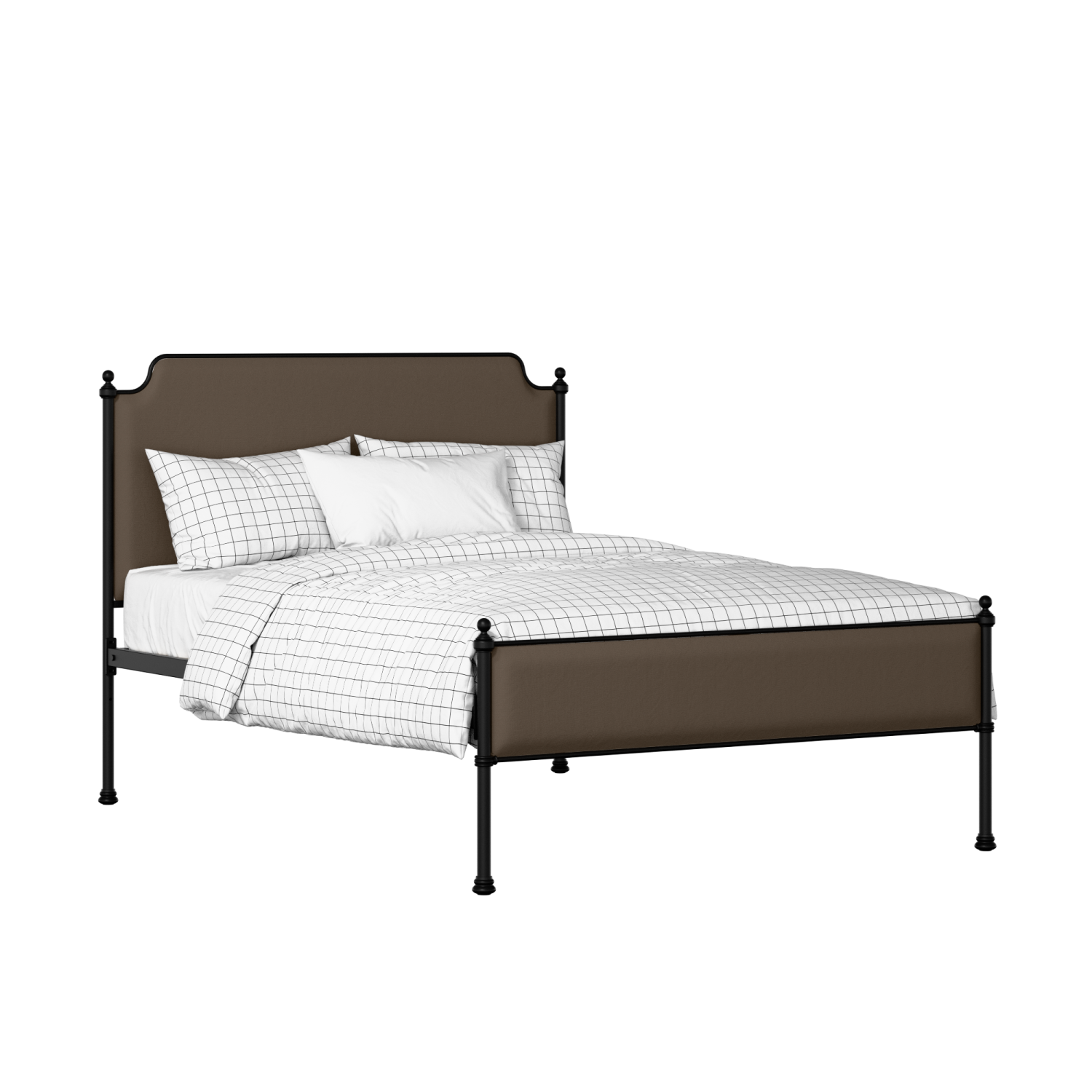 Miranda Slim iron/metal upholstered bed in black with storm grey fabric