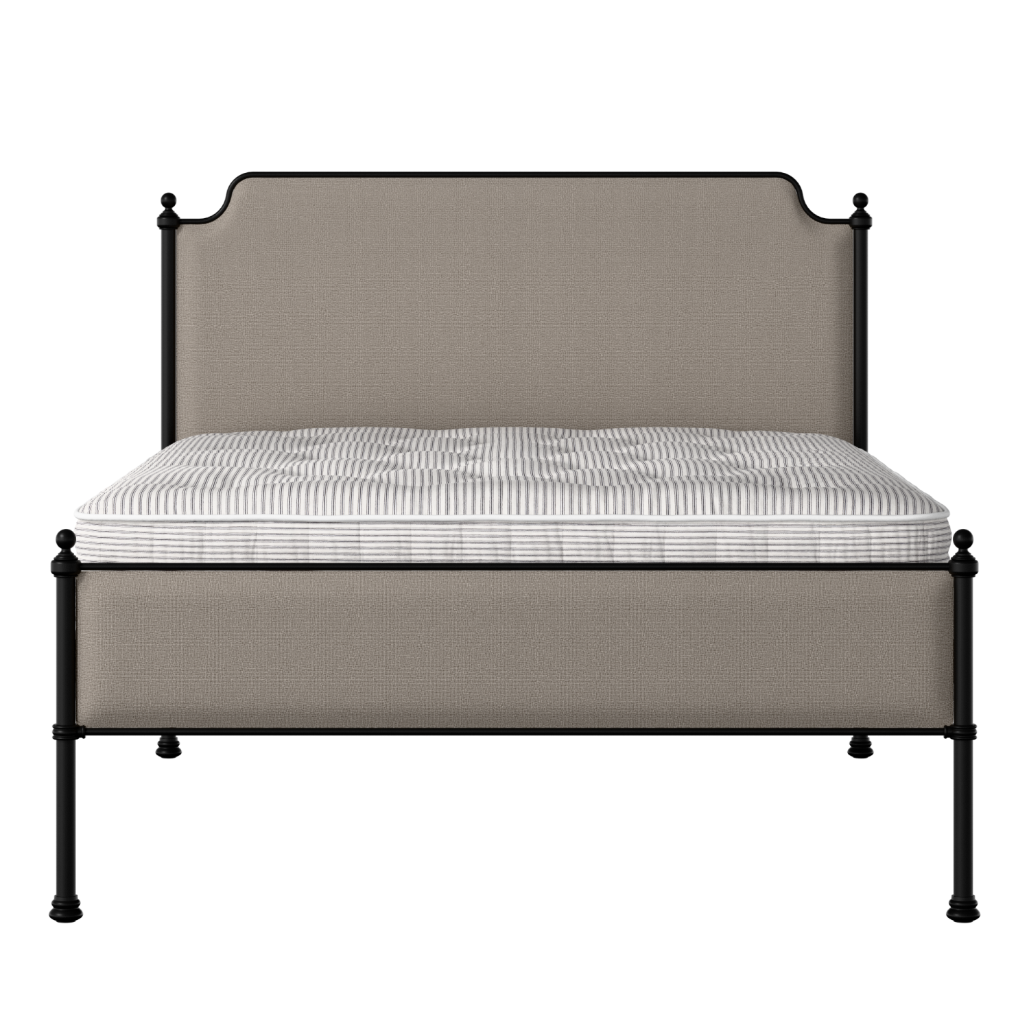 Miranda Slim iron/metal upholstered bed in black with storm grey fabric