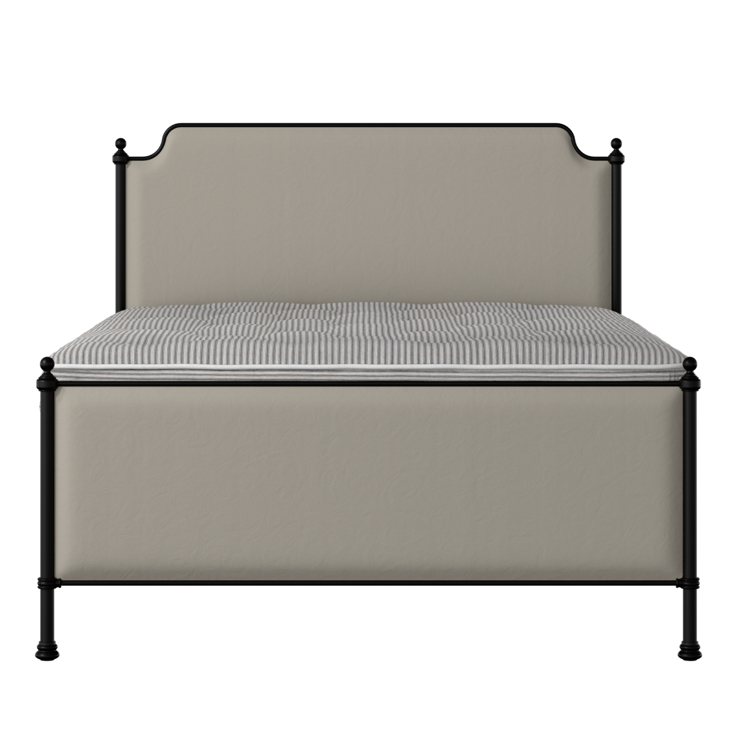Miranda iron/metal upholstered bed in black with Silver fabric