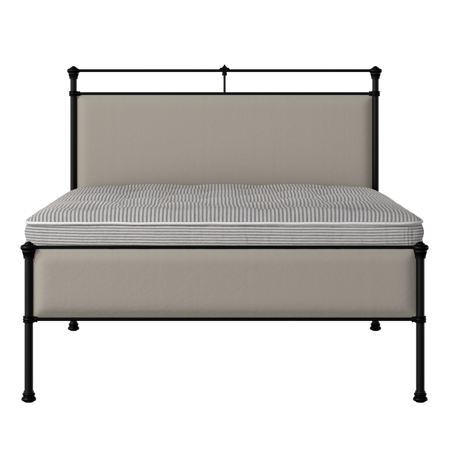 Nancy Slim iron/metal upholstered bed in black with Silver fabric
