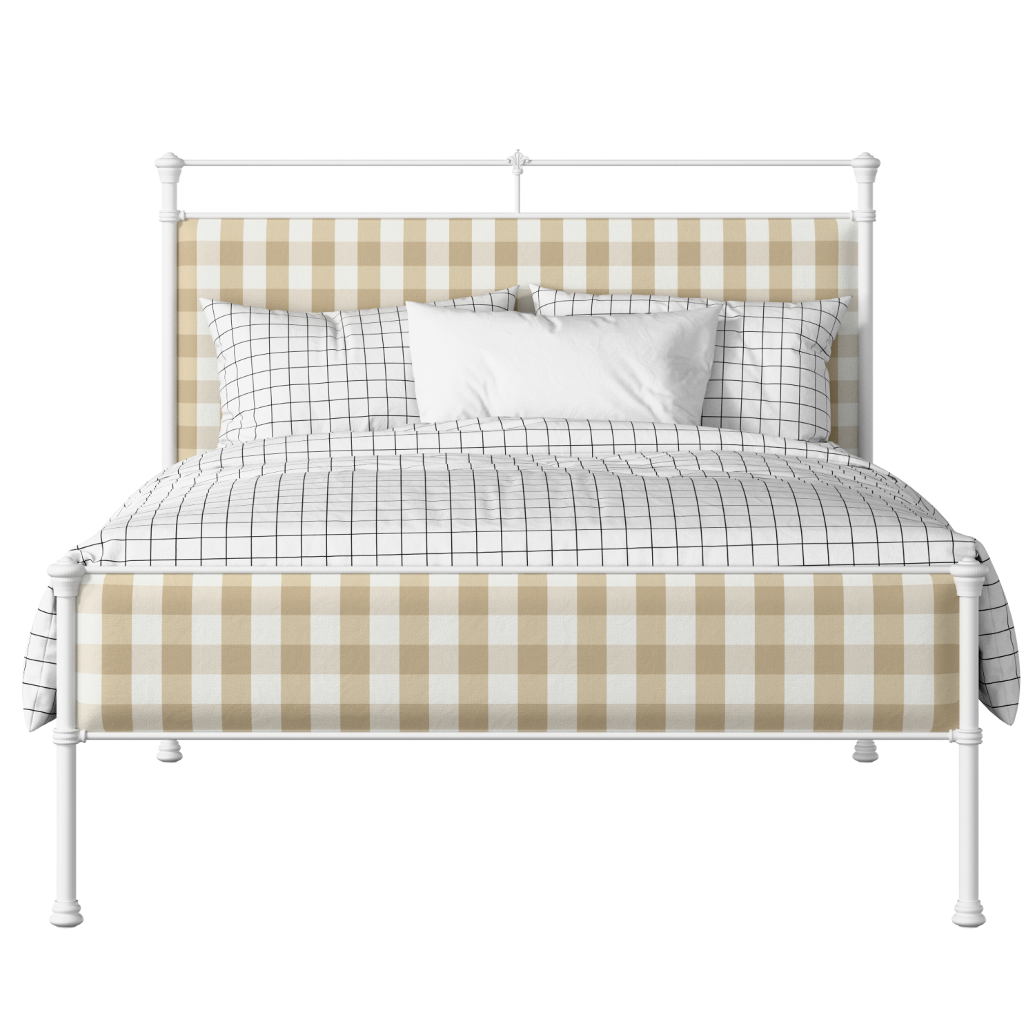 Nancy Slim metallbett in weiß mit grey stoff