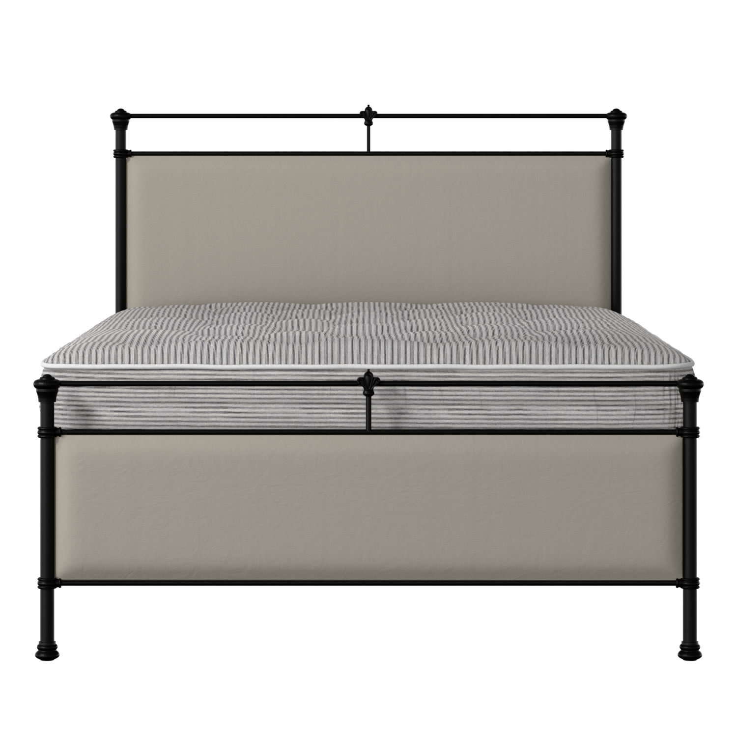 Nancy iron/metal upholstered bed in black with Silver fabric