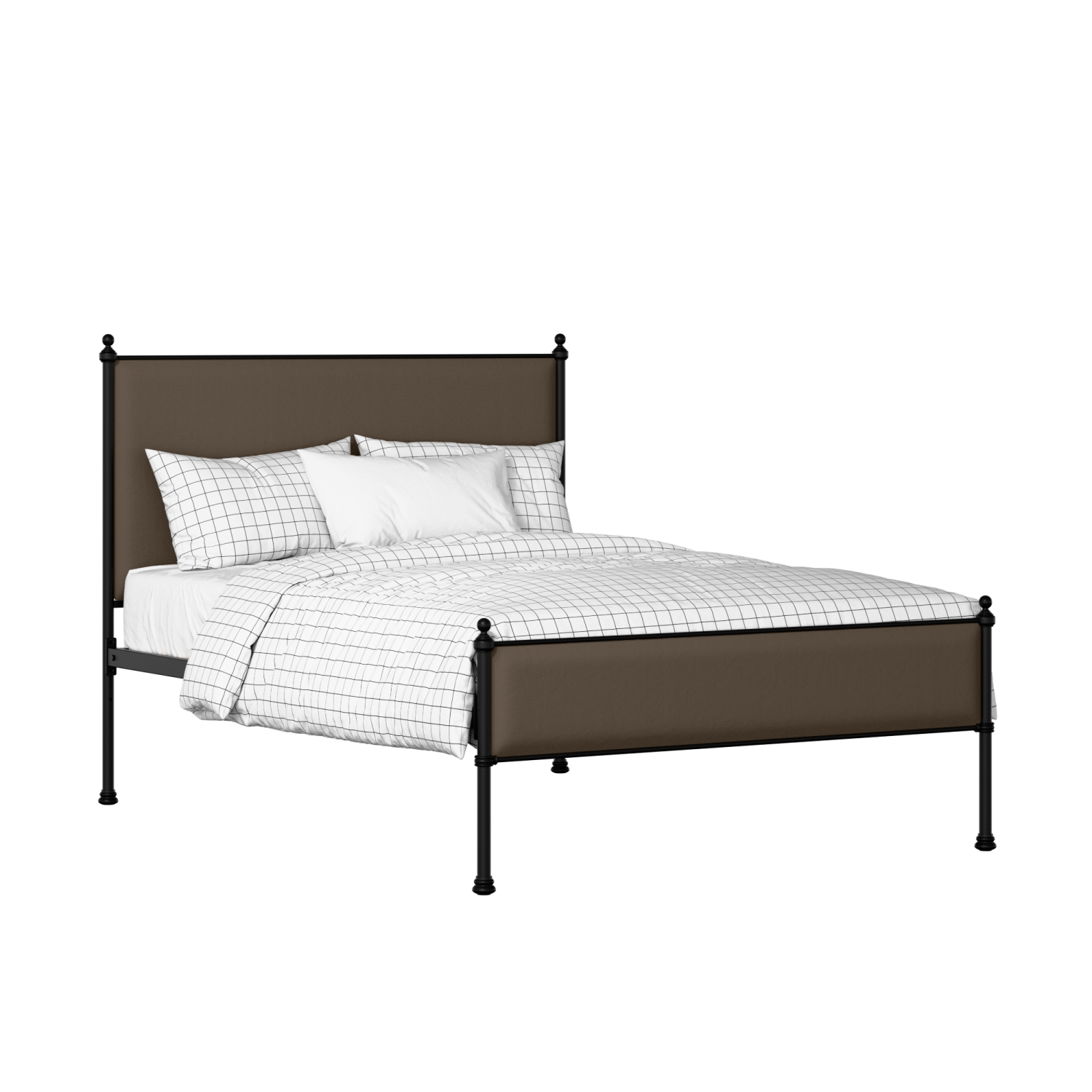 Neville Slim iron/metal upholstered bed in black with storm grey fabric