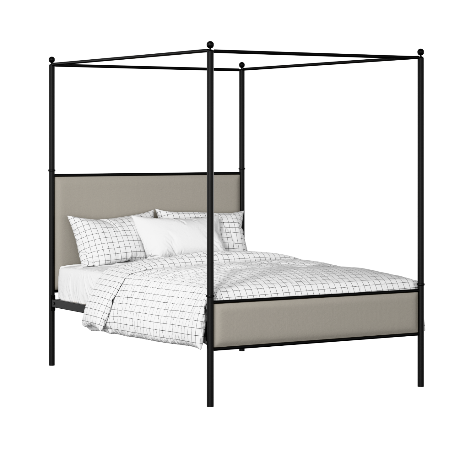 Reims Slim iron/metal upholstered bed in black with silver fabric