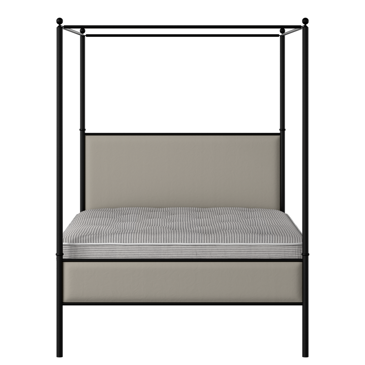 Reims Slim iron/metal upholstered bed in black with Silver fabric
