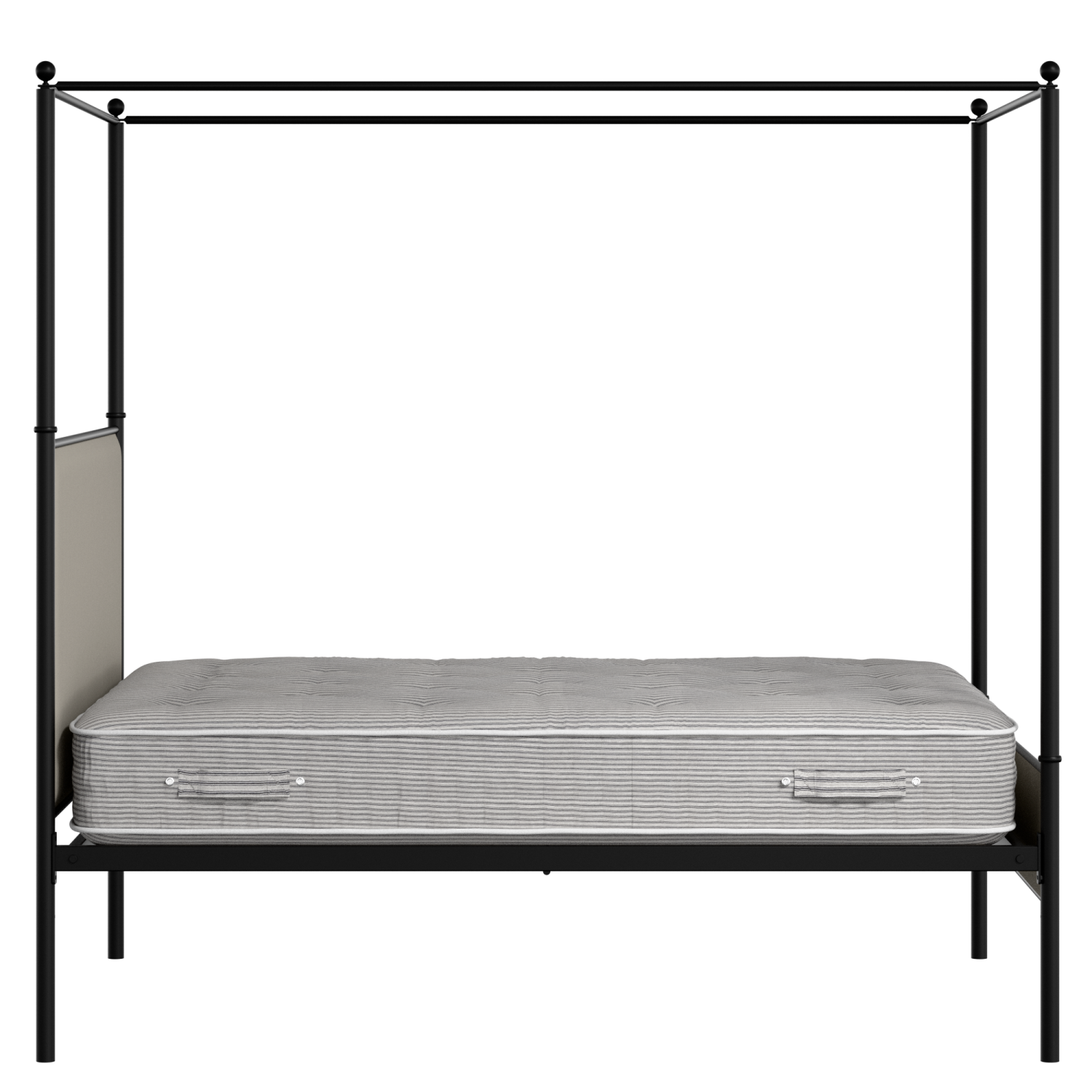 Reims Slim iron/metal upholstered bed in black with Silver fabric