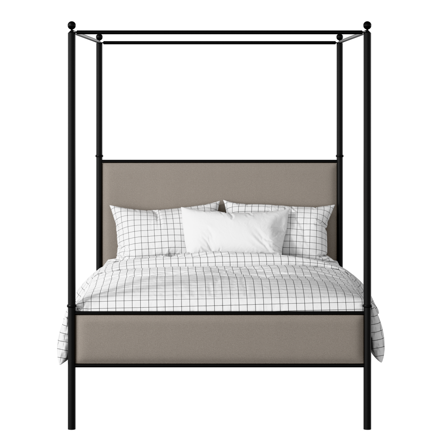 Reims Slim iron/metal upholstered bed in black with storm grey fabric