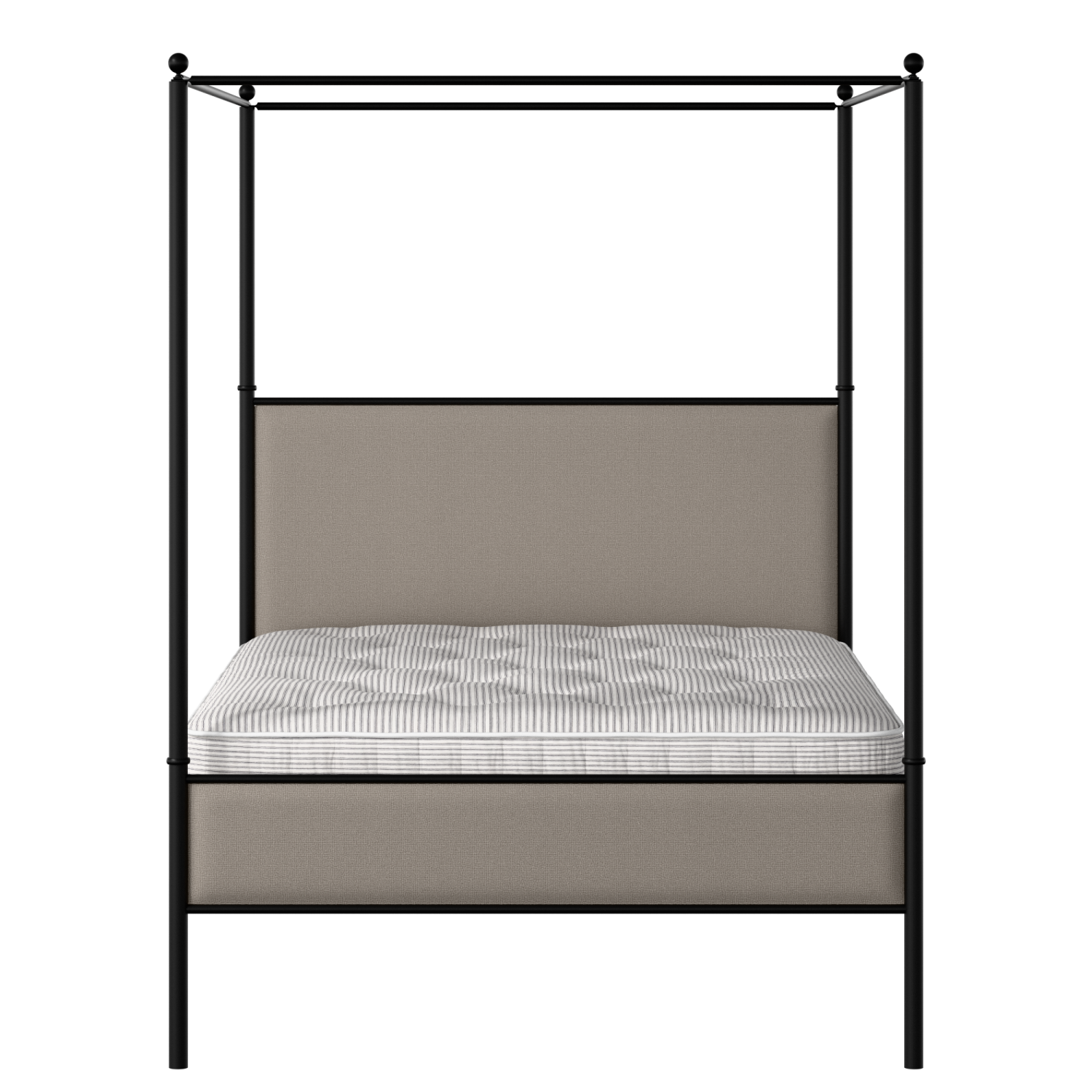 Reims Slim iron/metal upholstered bed in black with storm grey fabric