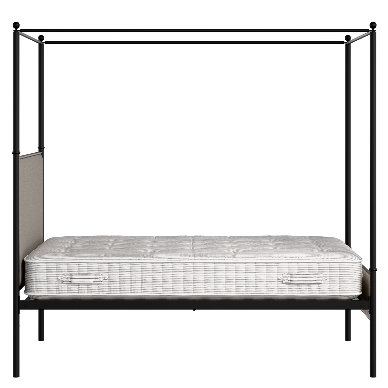 Reims Slim iron/metal upholstered bed in black with storm grey fabric