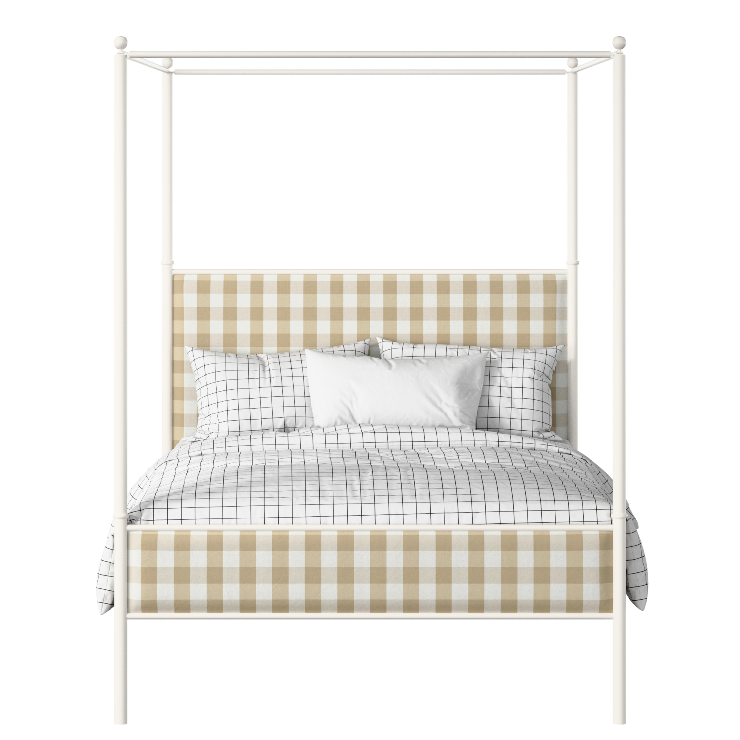Reims Slim iron/metal upholstered bed in ivory with grey fabric