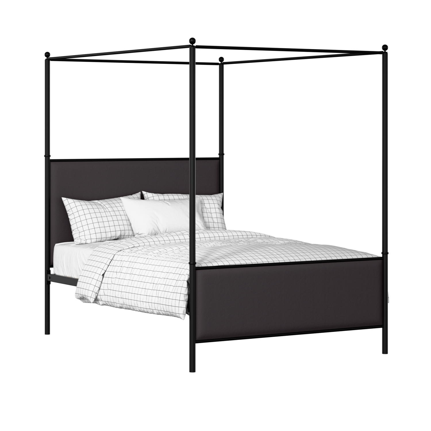 Reims iron/metal upholstered bed in black with iron fabric