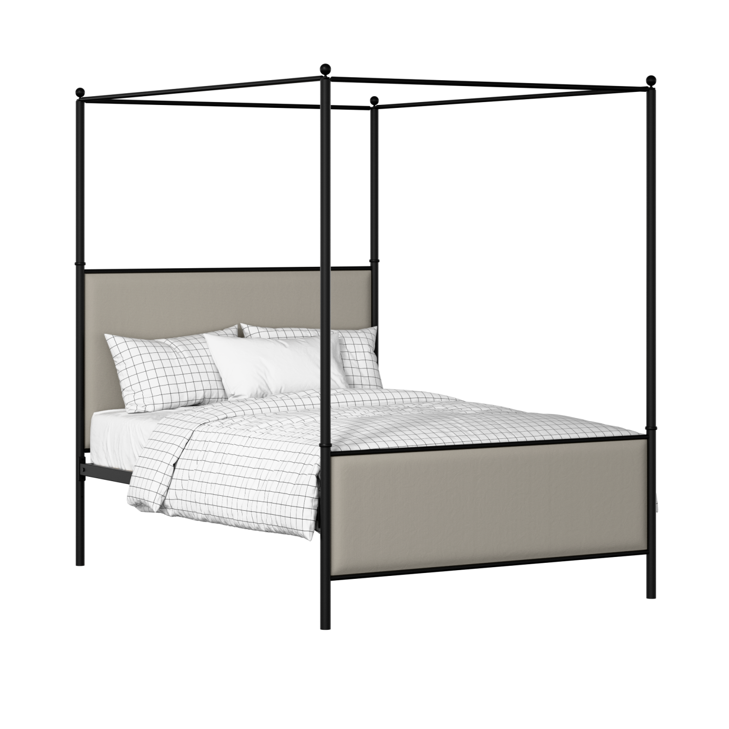 Reims iron/metal upholstered bed in black with silver fabric