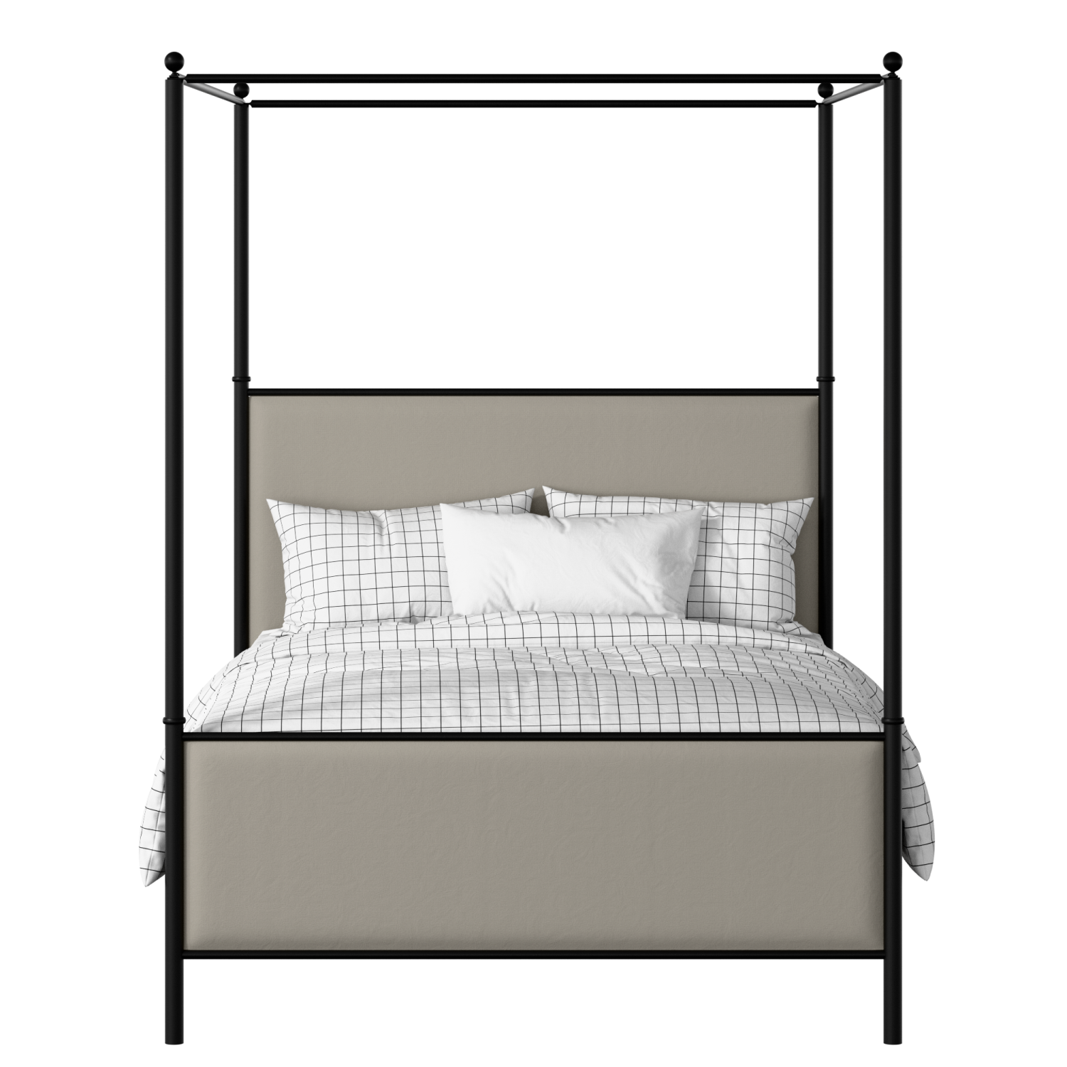 Reims iron/metal upholstered bed in black with Silver fabric