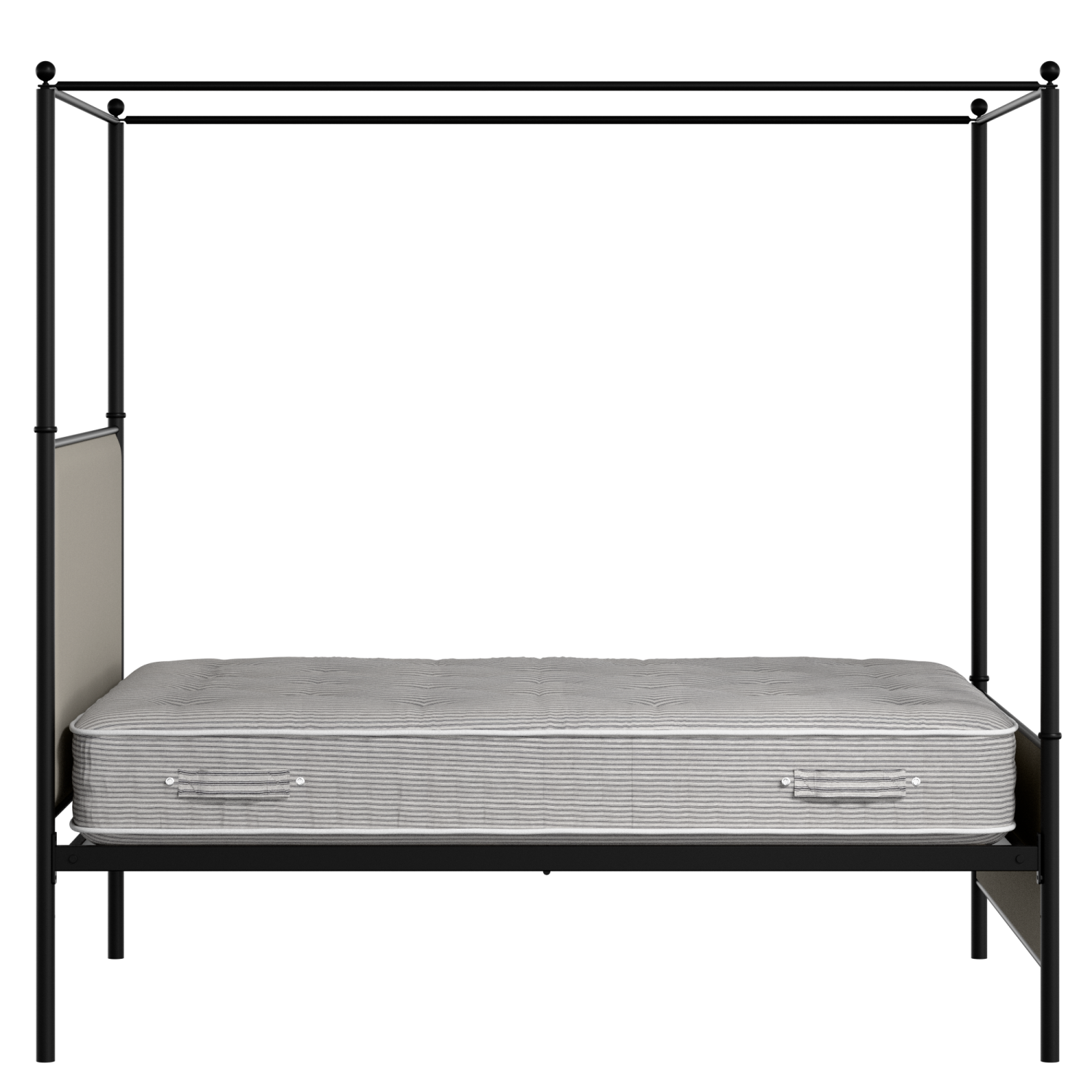 Reims iron/metal upholstered bed in black with Silver fabric