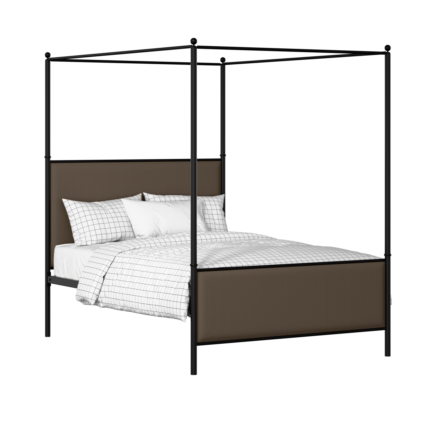 Reims iron/metal upholstered bed in black with storm grey fabric