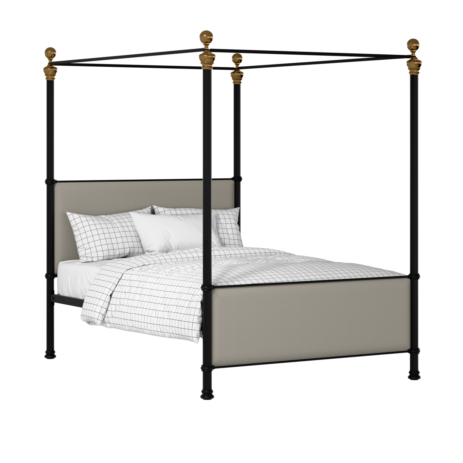 Riviere iron/metal upholstered bed in black with silver fabric