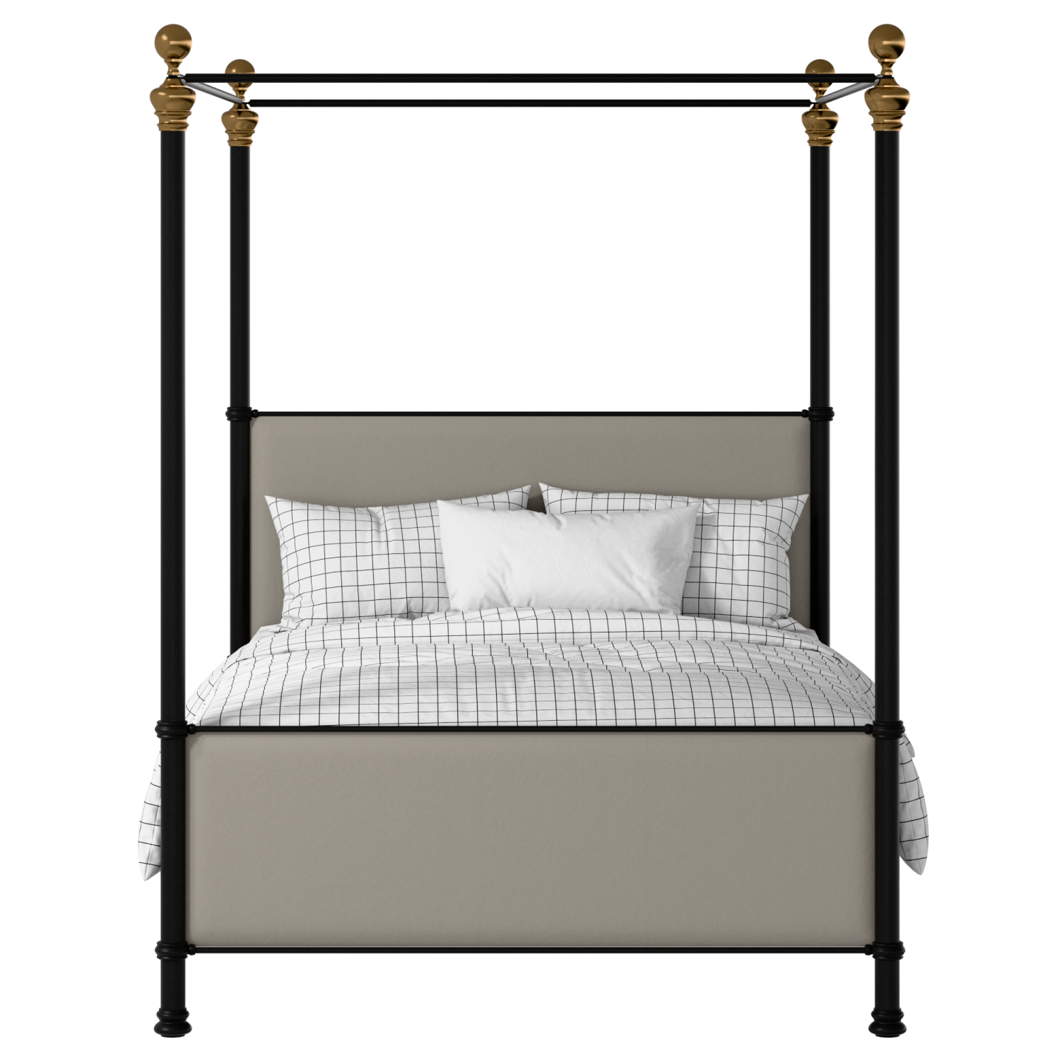 Riviere iron/metal upholstered bed in black with Silver fabric