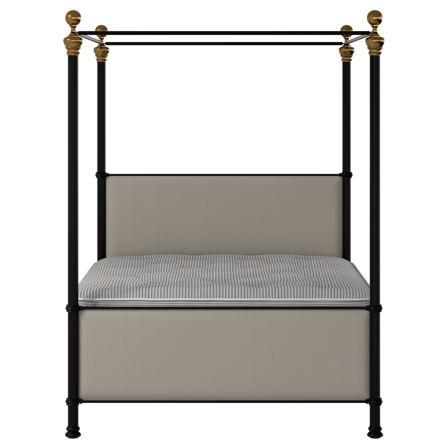 Riviere iron/metal upholstered bed in black with Silver fabric